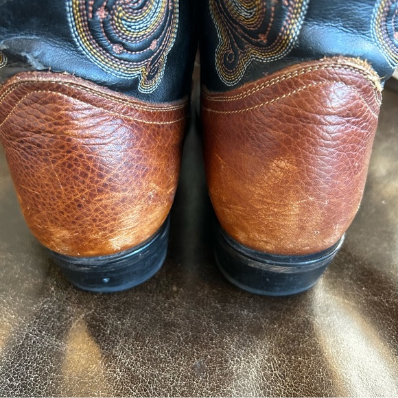 Men’s cowboy boots black and cognac size 8.5 EE (Extra Wide) - Picture 7 of 12